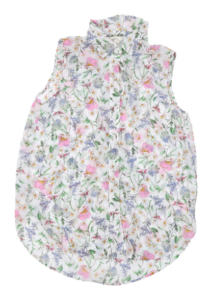 H&M Women's Floral Sleeveless Chiffon Blouse Size 8