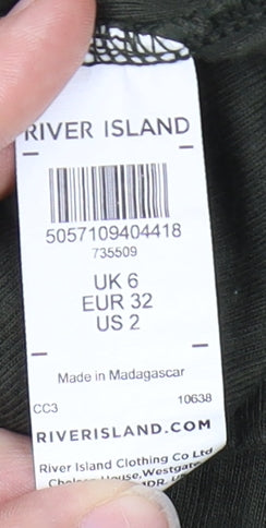 River Island Women's Green Beaded Cotton Tank Top