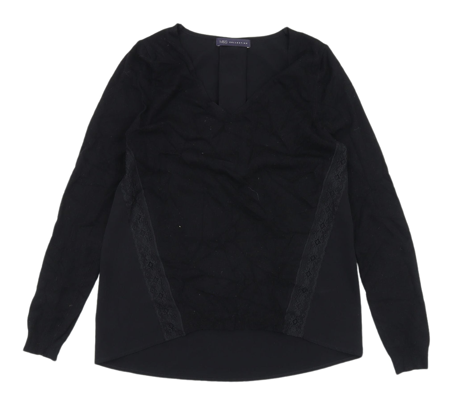 Marks and Spencer Women's Black V-Neck Blouse Size 8