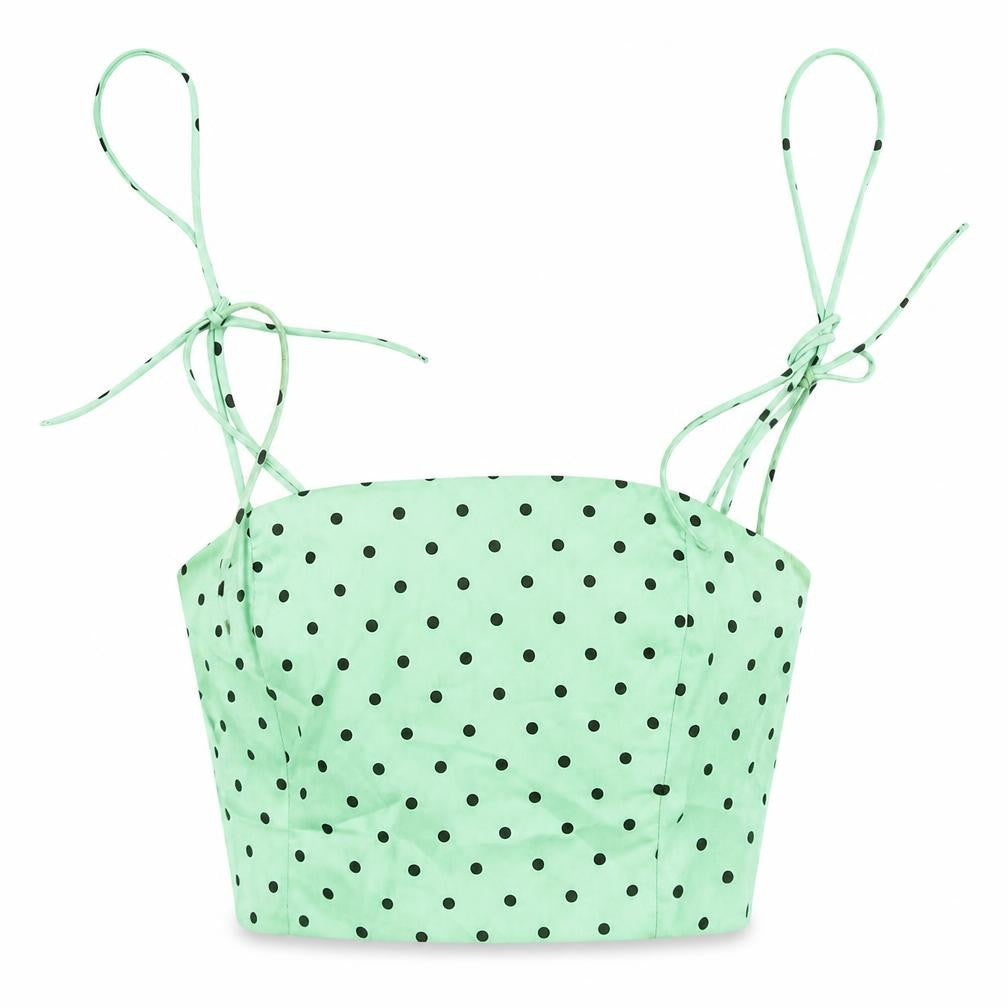 Zara Women Mint Polka Dot Crop Top Size S