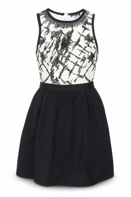 Warehouse Women's Black Print Mini Fit & Flare Dress