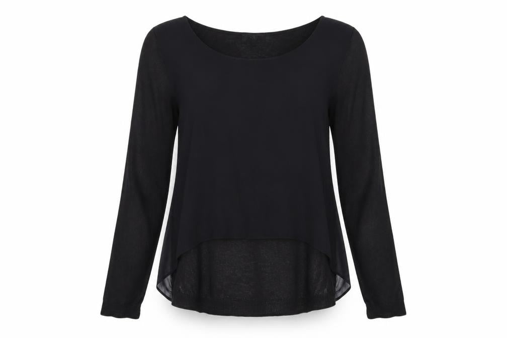 Next Black Women's Blouse Size 12 Scoop Neck Long Sleeve