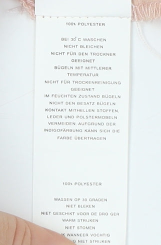 Brand and care label for I Saw It First Beige Satin Button-Up Shirt Women