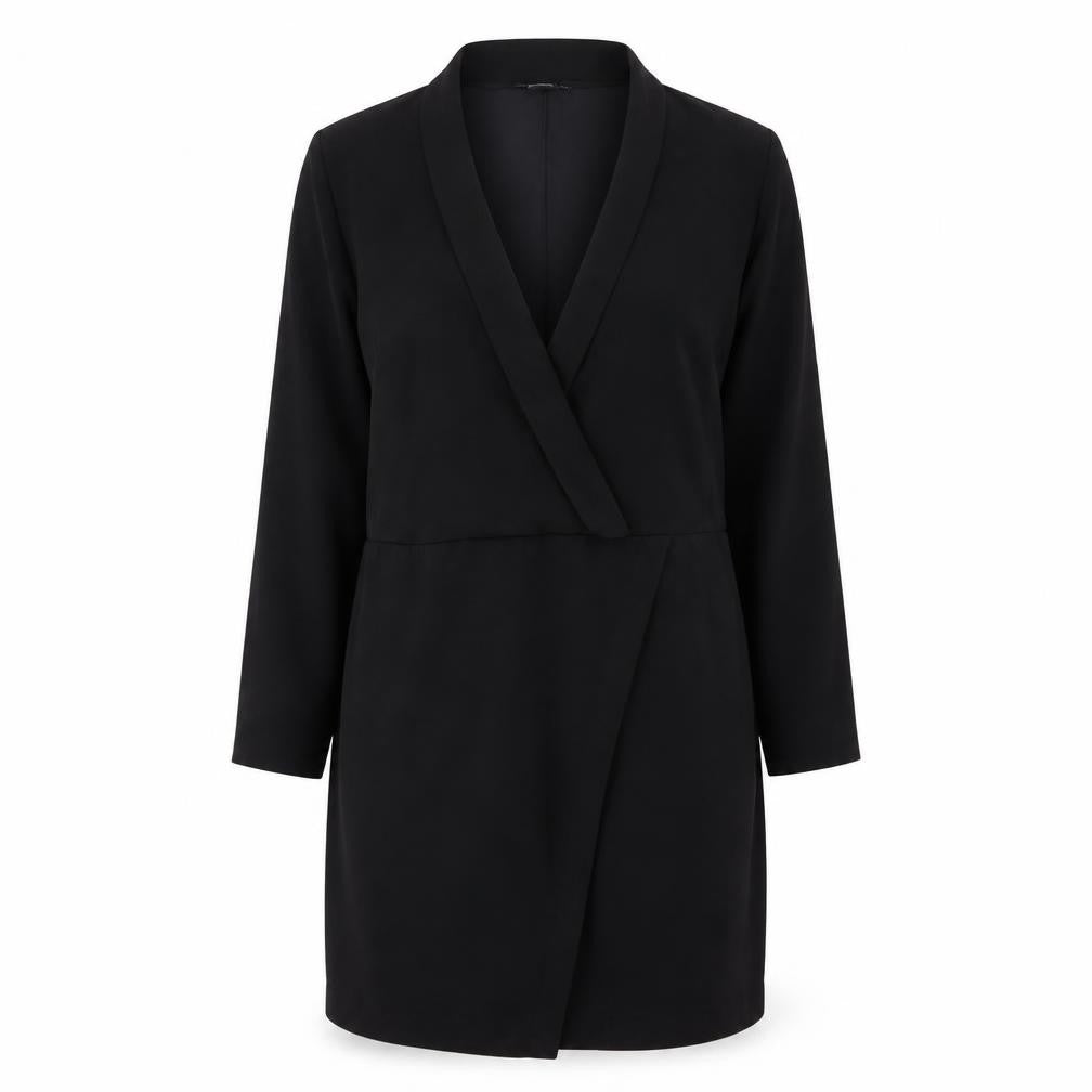 Laura Clem Black Wrap Dress, UK 16, Polyester, Long Sleeve