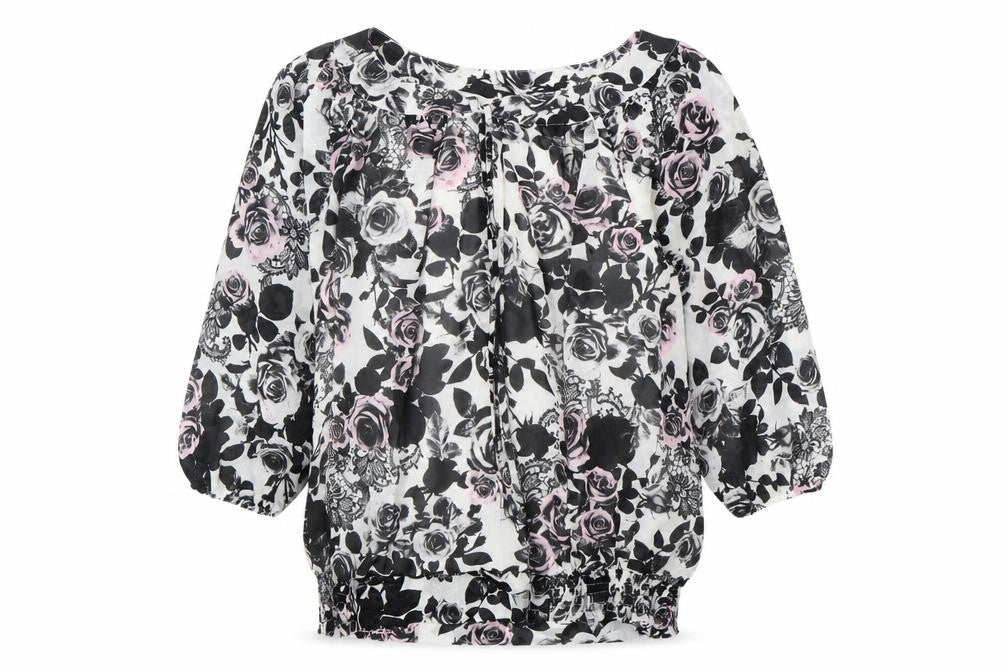 David Emanuel Floral Blouse Women's Size 6 Balloon Style