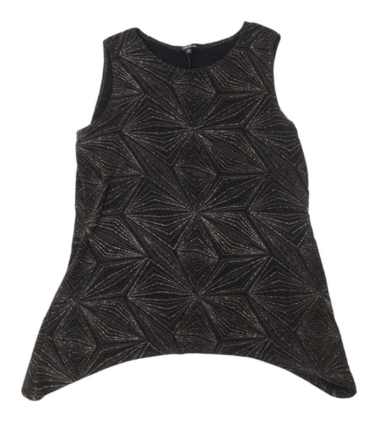 Onyx Nite Women's Black Metallic Geometric Tank, Size 16