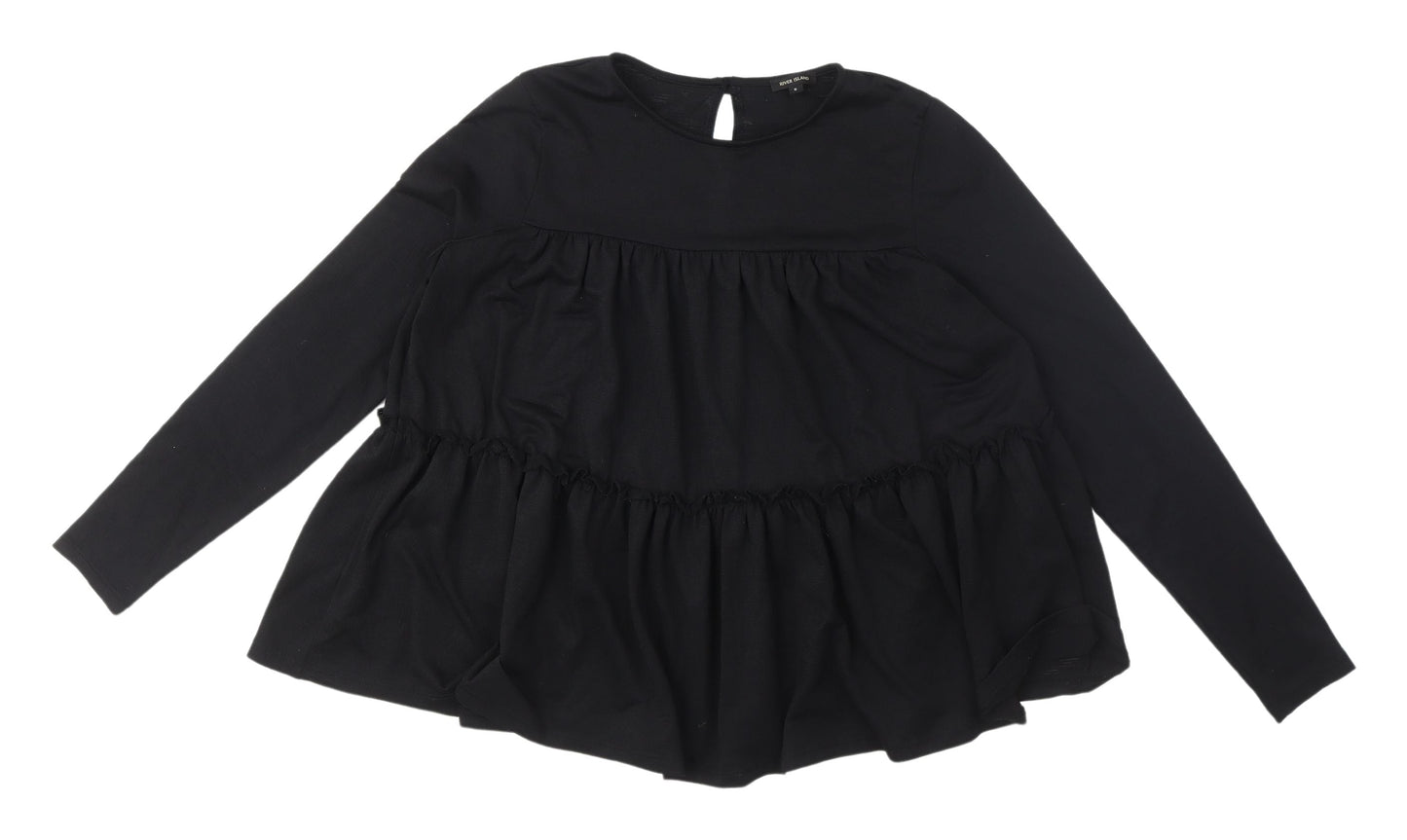River Island Black Blouse, Women's UK 8, Long Sleeve Casual