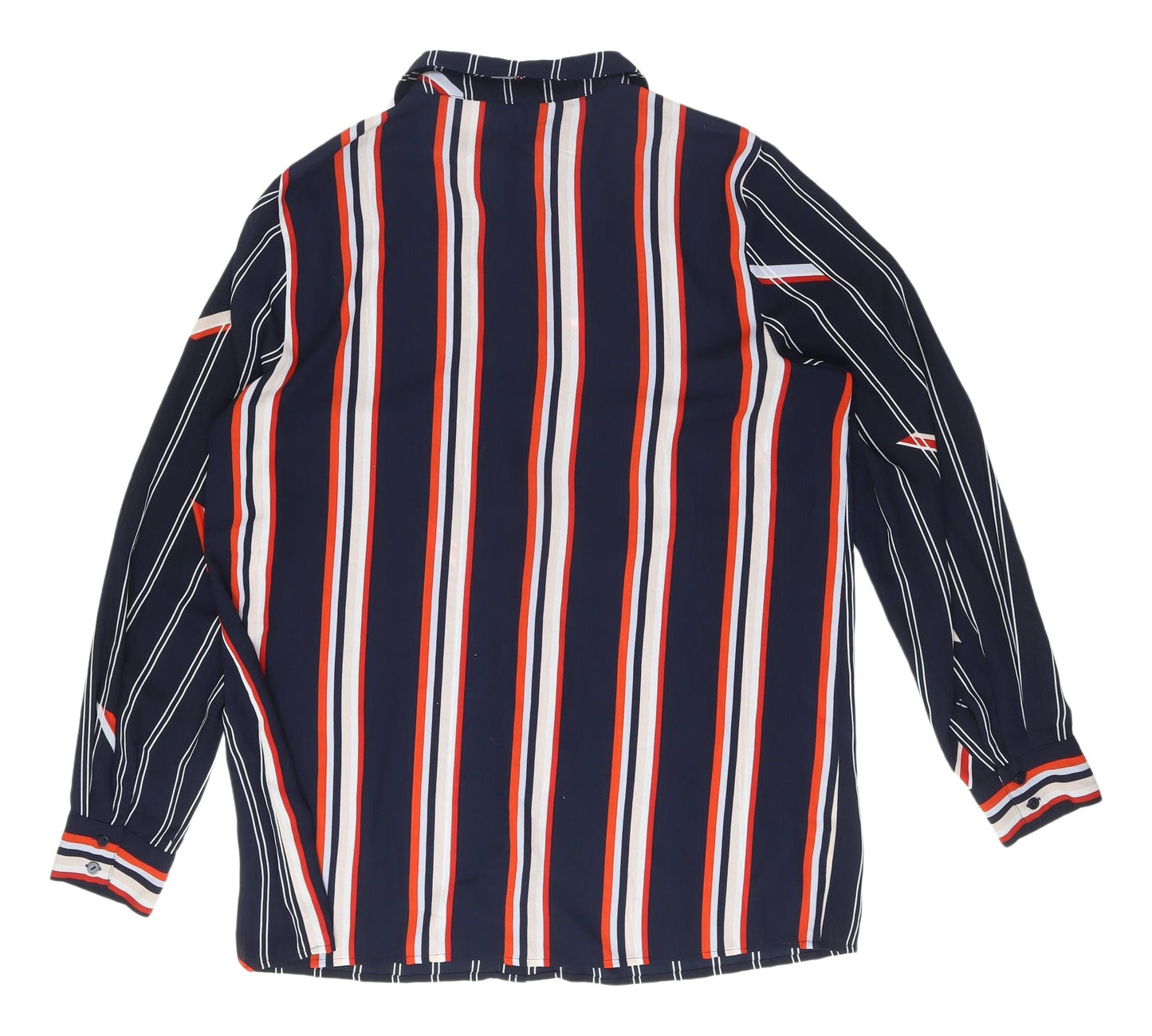 Debenhams Women's Navy Striped Button-Up Shirt Size 16