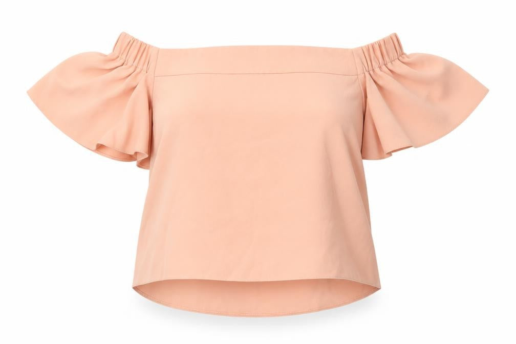 Topshop Women's Beige Off-Shoulder Blouse Size 10