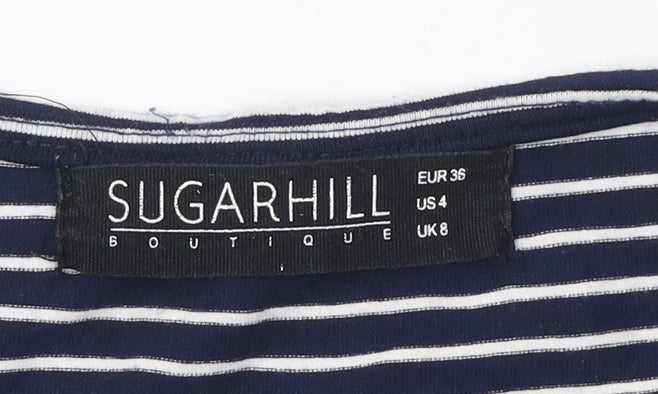 Sugarhill Women Blue Striped Sheath Dress Size 8
