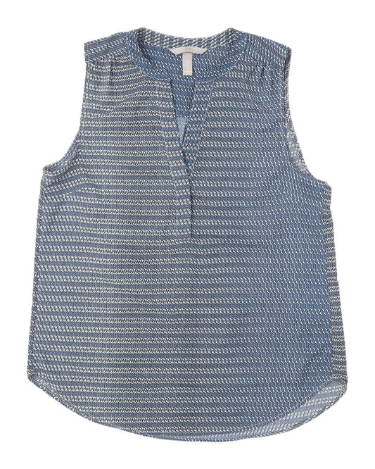 H&M Women's Blue Geometric Sleeveless Blouse Size 6