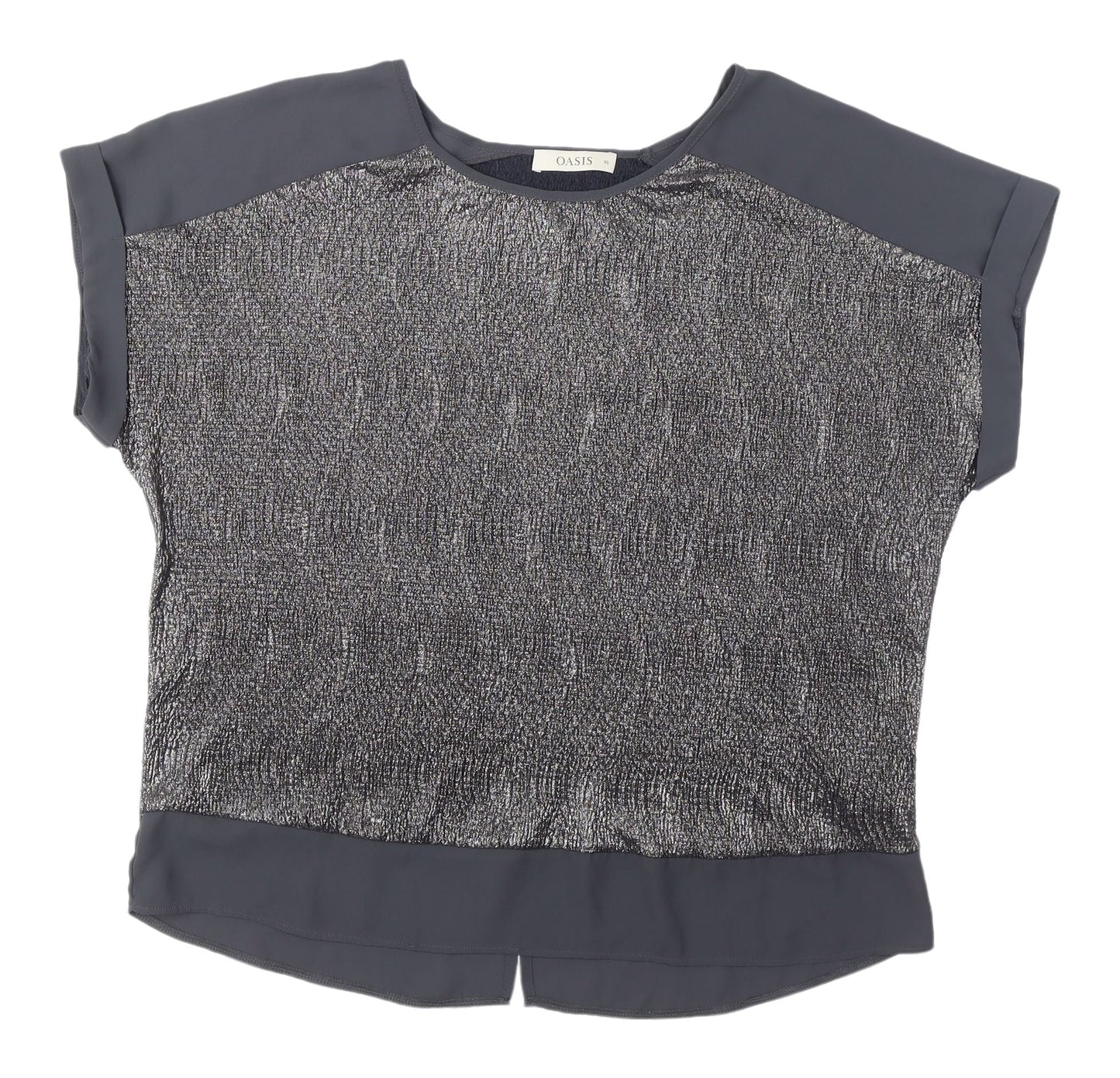 Oasis Women's Grey XL Blouse Short Sleeve Crew Neck