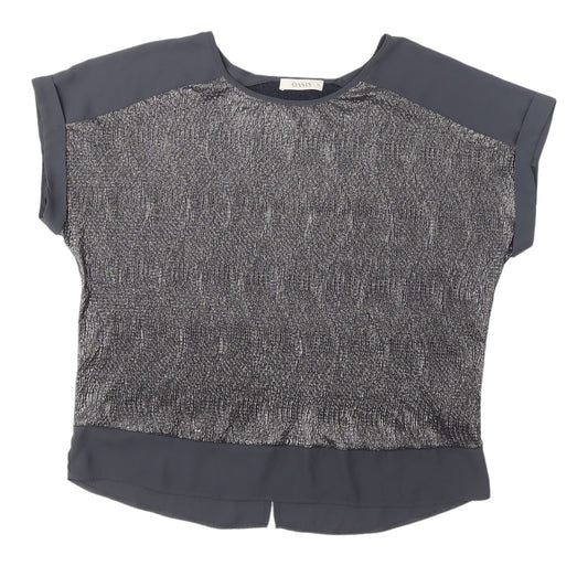 Oasis Women's Grey XL Blouse Short Sleeve Crew Neck