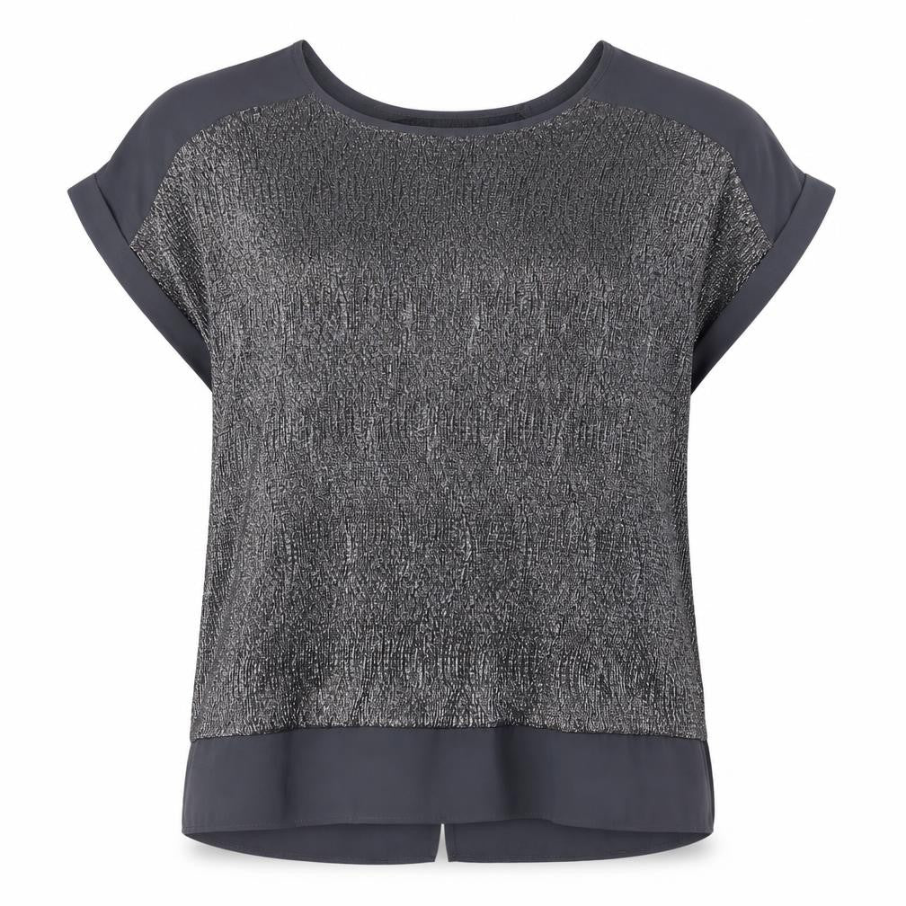 Oasis Women's Grey XL Blouse Short Sleeve Crew Neck