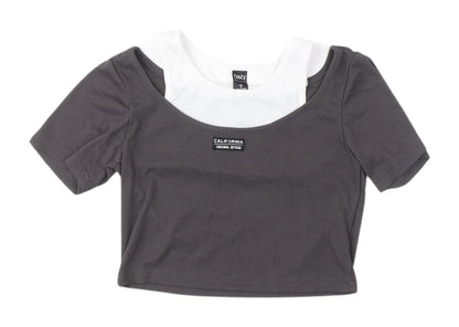 DAZY Women's Grey Cropped T-Shirt M Casual Spring