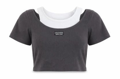DAZY Women's Grey Cropped T-Shirt M Casual Spring