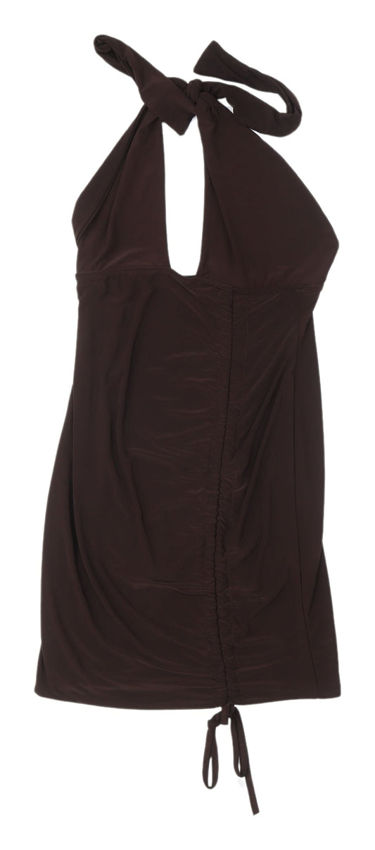 Pink Diva Brown Halter Dress Women Size 8