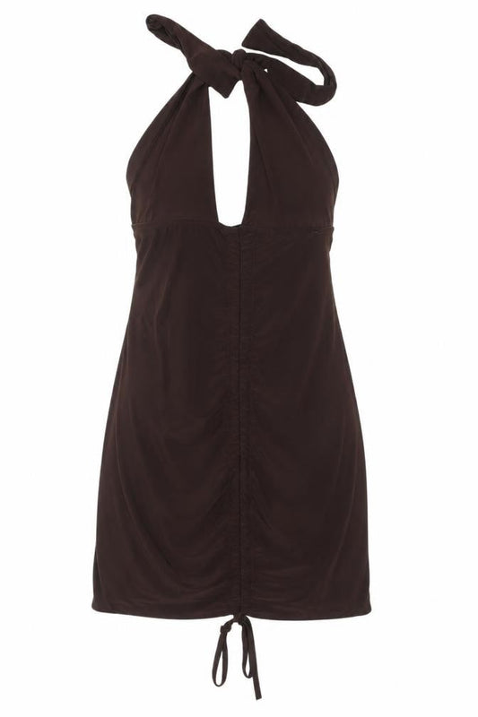 Pink Diva Brown Halter Dress Women Size 8