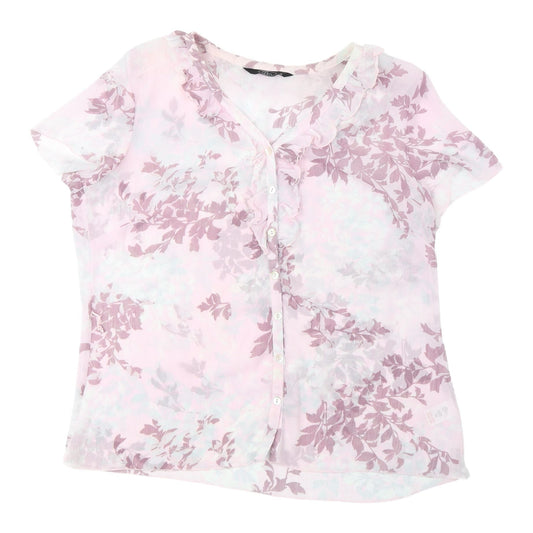 Bm Women's Pink Floral Wrap Blouse Size 16
