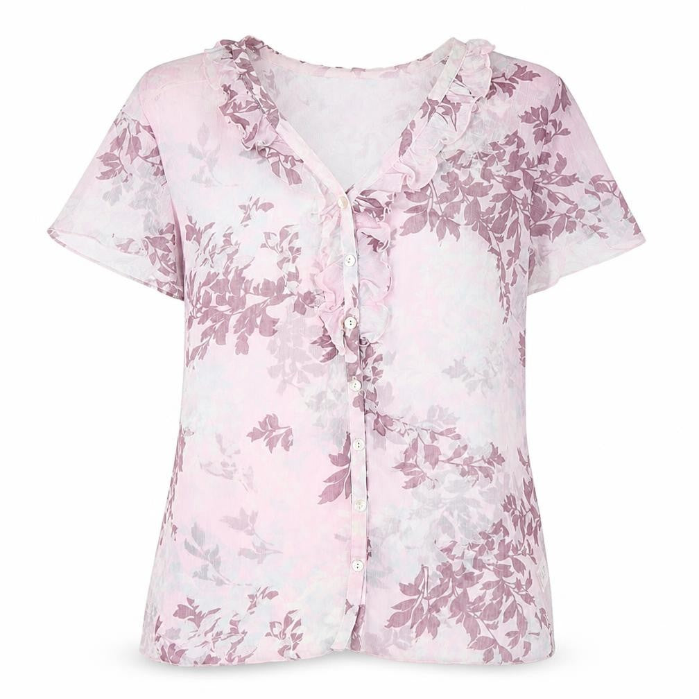 Bm Women's Pink Floral Wrap Blouse Size 16