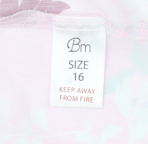 Bm Women's Pink Floral Wrap Blouse Size 16