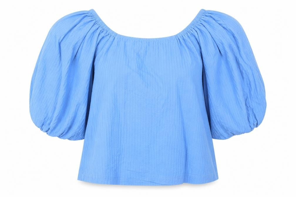 Next Blue Off the Shoulder Blouse, Size 10, Balloon Sleeve