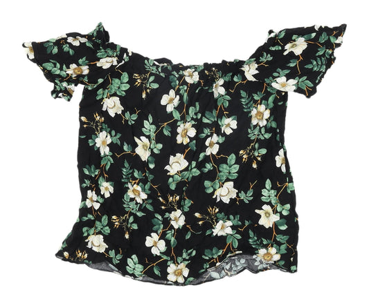 Dorothy Perkins Women's Black Floral Crop Blouse