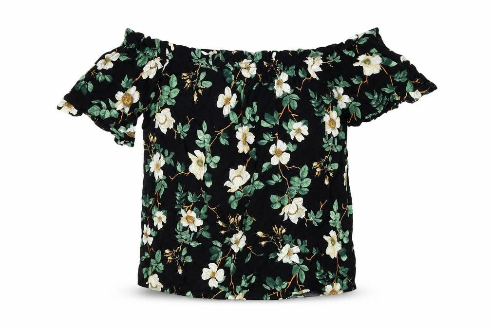 Dorothy Perkins Women's Black Floral Crop Blouse
