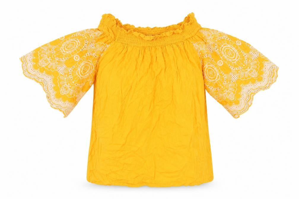 Marks & Spencer Yellow Off Shoulder Flared Blouse Size 12