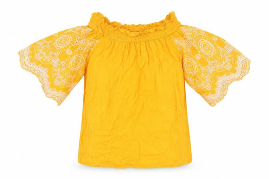 Marks & Spencer Yellow Off Shoulder Flared Blouse Size 12