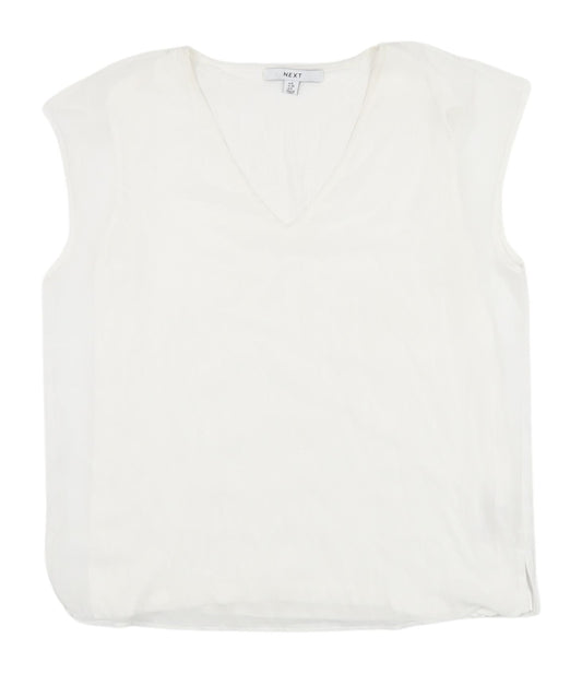 Next Women's Ivory Blouse V-Neck Size 8 Sleeveless