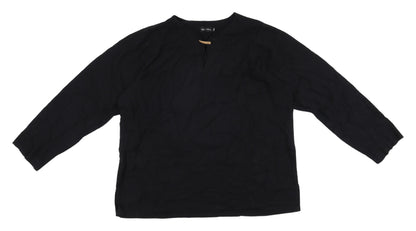 Mee Cotton Black Women's Plus Size Blouse, 10XL