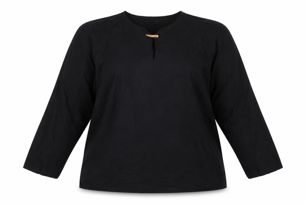 Mee Cotton Black Women's Plus Size Blouse, 10XL