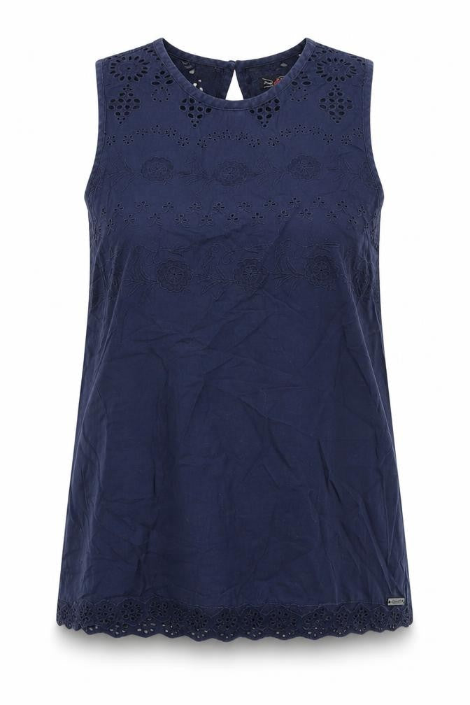 Superdry Women's Blue Embroidered Tank Top L
