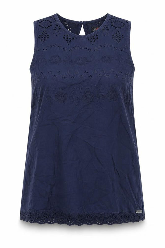 Superdry Women's Blue Embroidered Tank Top L