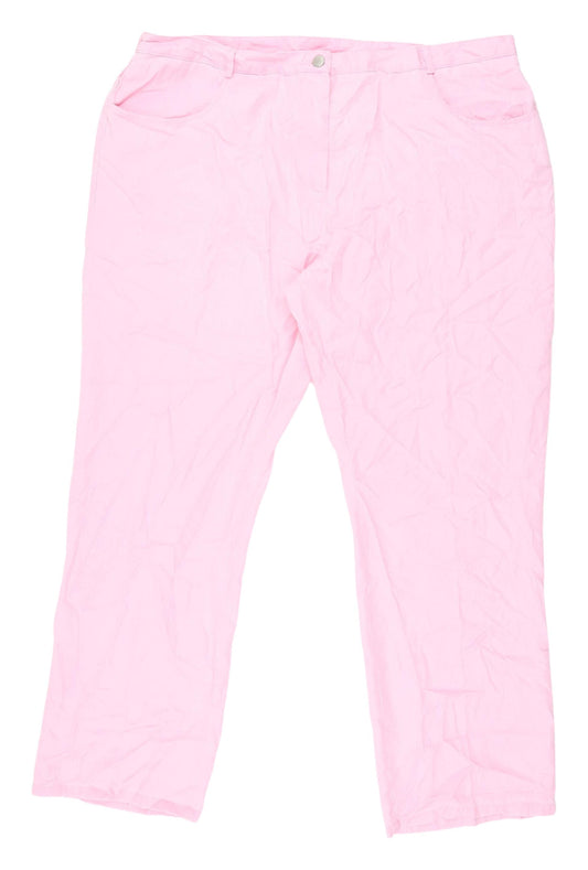 Ann Harvey Women's Pink Straight Leg Trousers Size 20