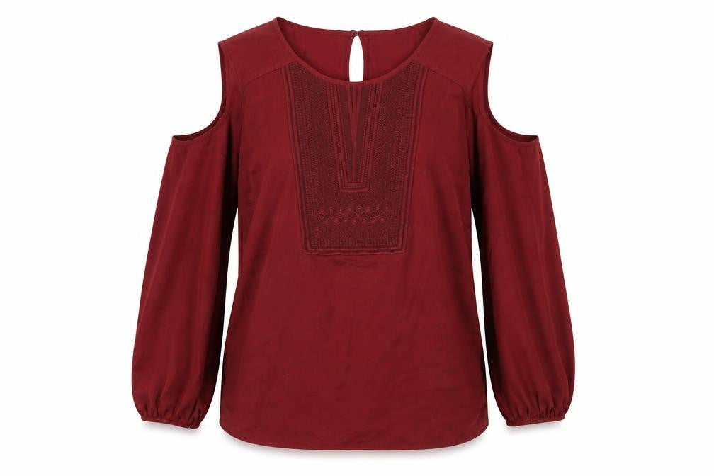 Marks & Spencer Women's Red Cold Shoulder Blouse
