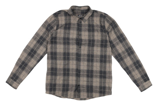 BoohooMAN Men's Brown Check Regular Fit Shirt S