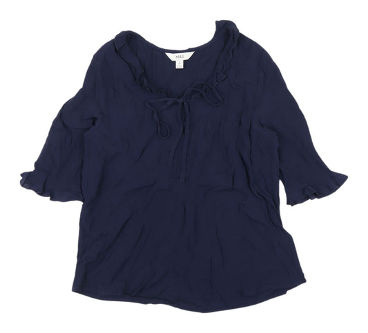 Marks and Spencer Women's Blue Blouse Size 8