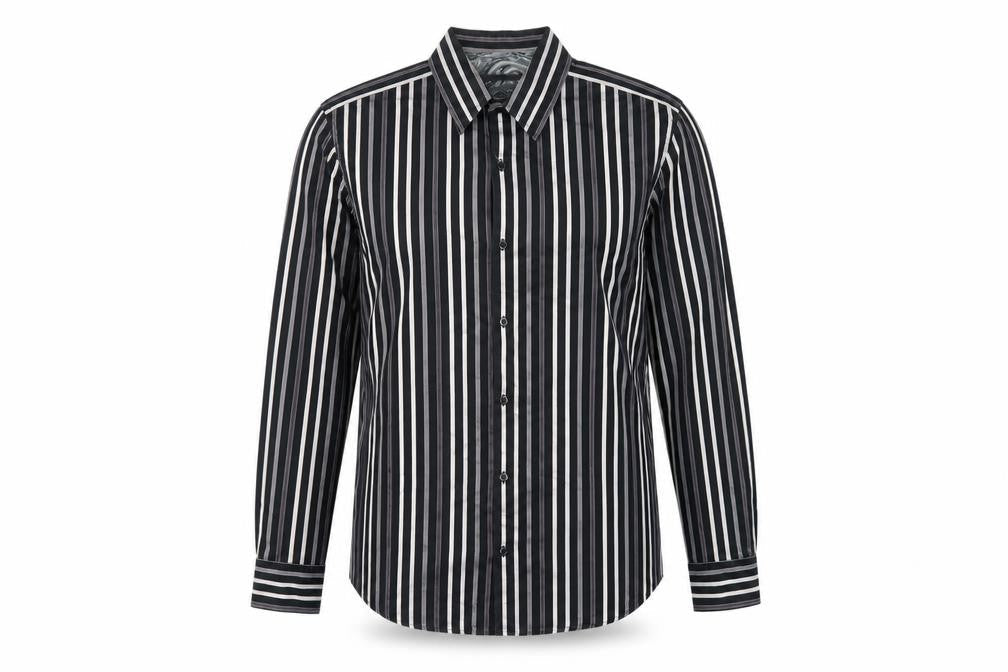 Next Menswear Black Striped Long Sleeve Shirt Large