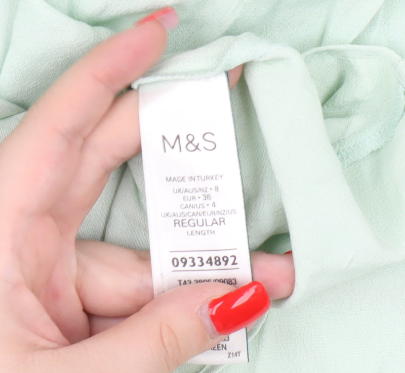 Marks and Spencer Women's Green Blouse, Size 8
