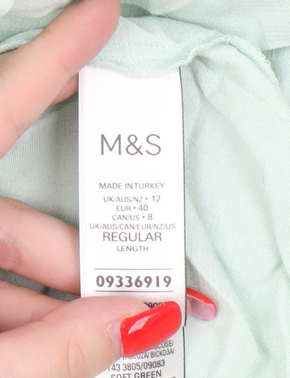 Marks & Spencer Women's Green Flutter Sleeve Blouse Size 12