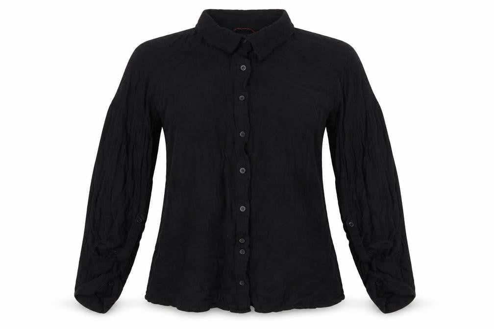 MISSPAP Women's Black Button-Up Long Sleeve Shirt