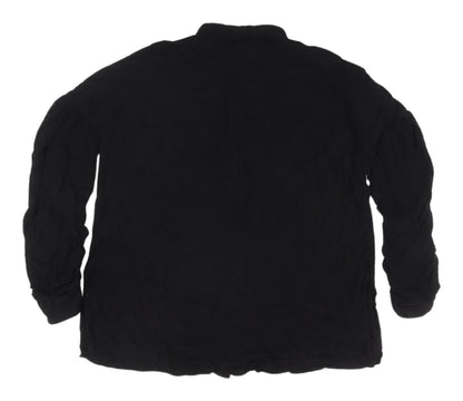 MISSPAP Women's Black Button-Up Long Sleeve Shirt