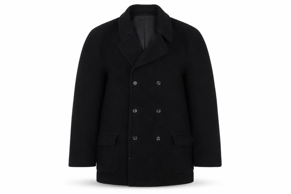 Canda Unisex Black Wool Cashmere Pea Coat Size 32