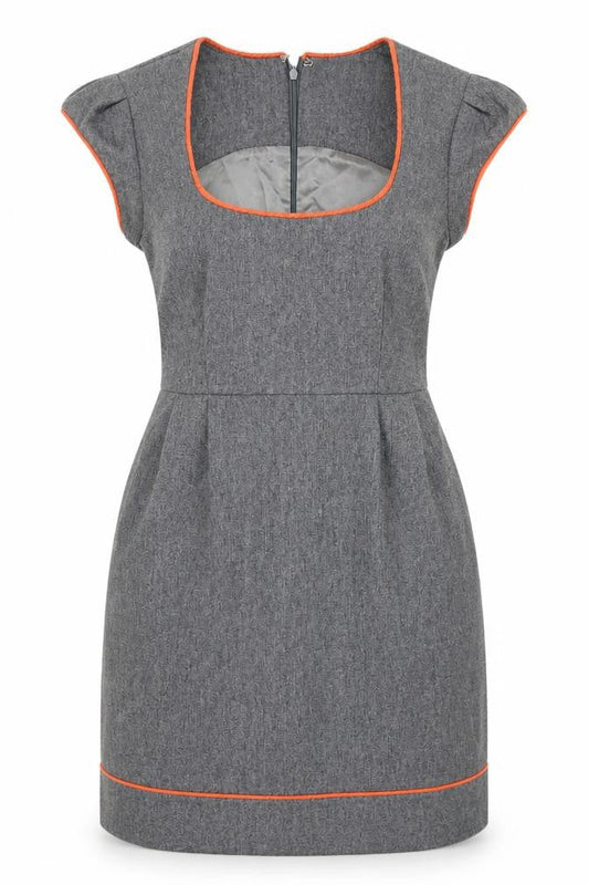 French Connection Women's Grey Sheath Dress 4 Cap Sleeve