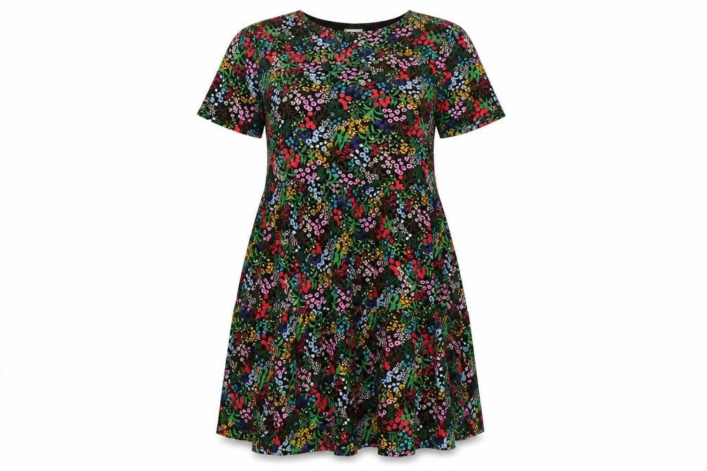 Jacqueline de Yong Floral Skater Dress, Size 12, Multicolour
