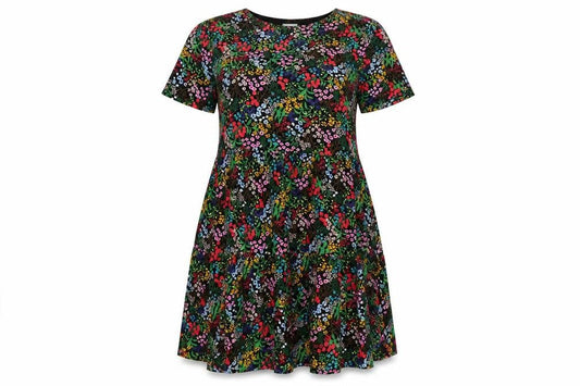 Jacqueline de Yong Floral Skater Dress, Size 12, Multicolour