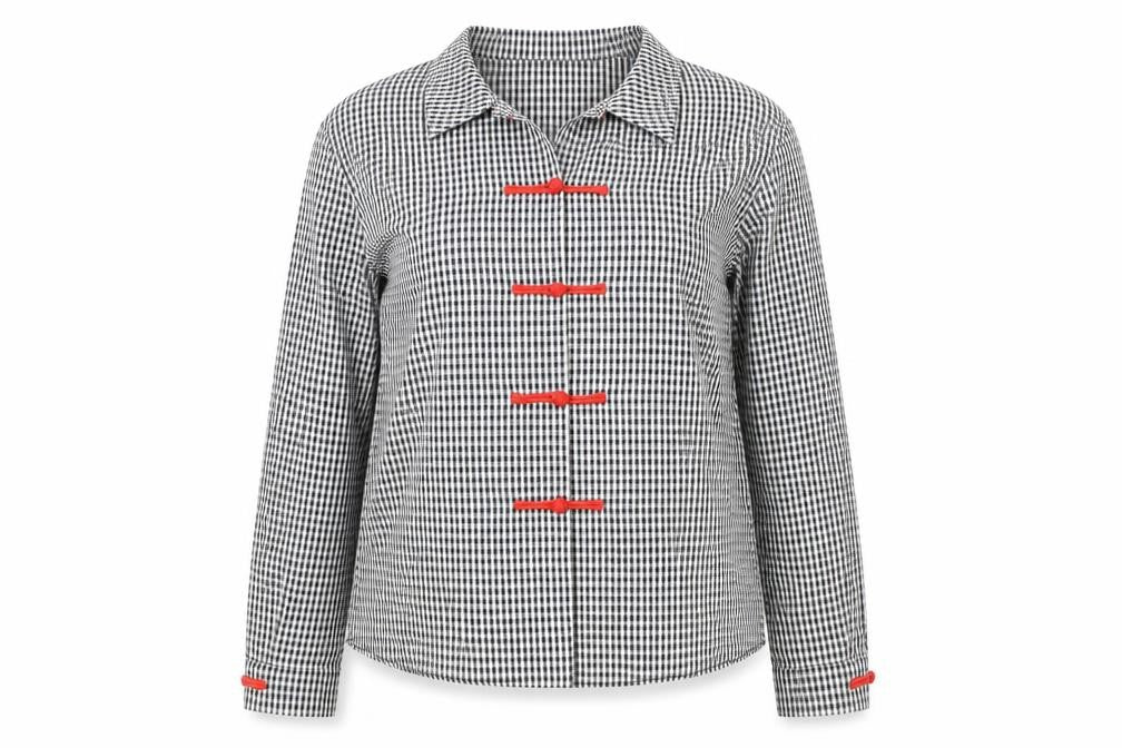ELFSACK Women's Black Checked Blouse, Size S