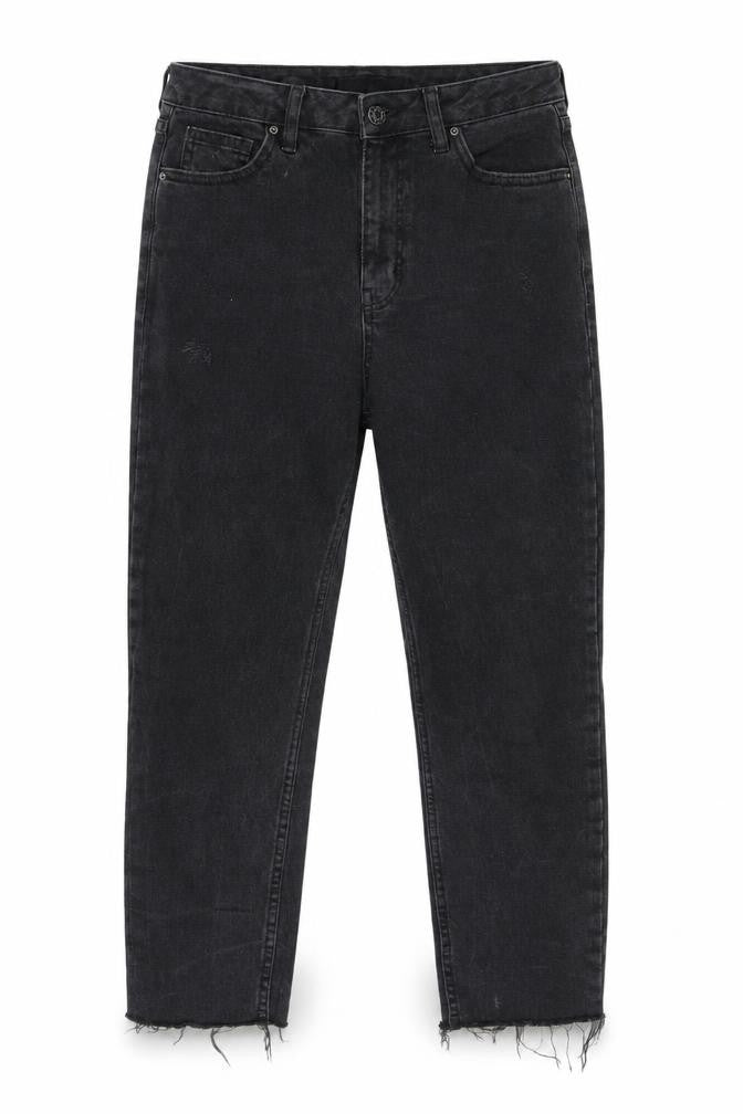 Topshop Women's Black Distressed Straight Jeans M